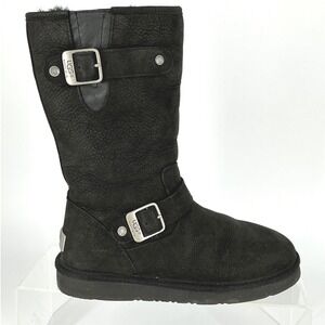 UGG Australia Size 6 Black Sutter Kensington Moto Boots Water-resistant leather